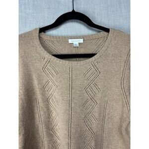 Garnet Hill Beige Crochet Cashmere Sweater Womens Large